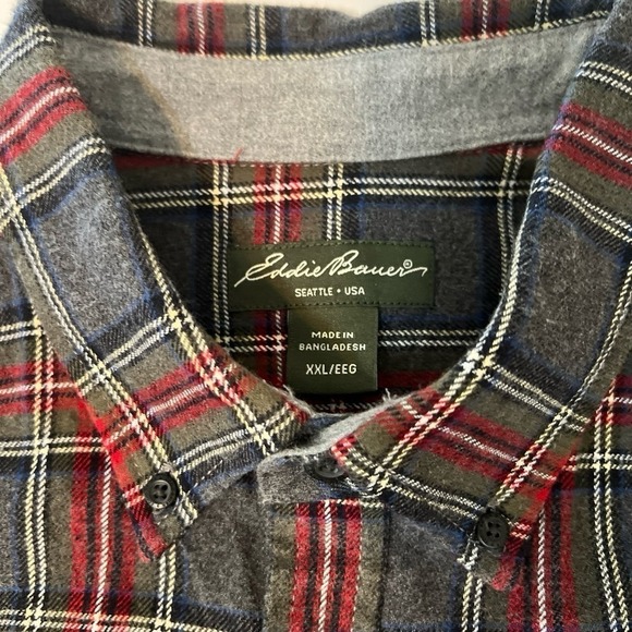 Eddie Bauer Gray Flannel Button Down Shirt Sz XXL‎ SU7256 - Picture 3 of 5